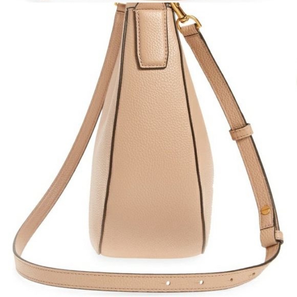 Tory Burch Shoulder Hobo Carson Devon Sand Pebbled Leather Cross Body Bag NWT - Picture 3 of 8